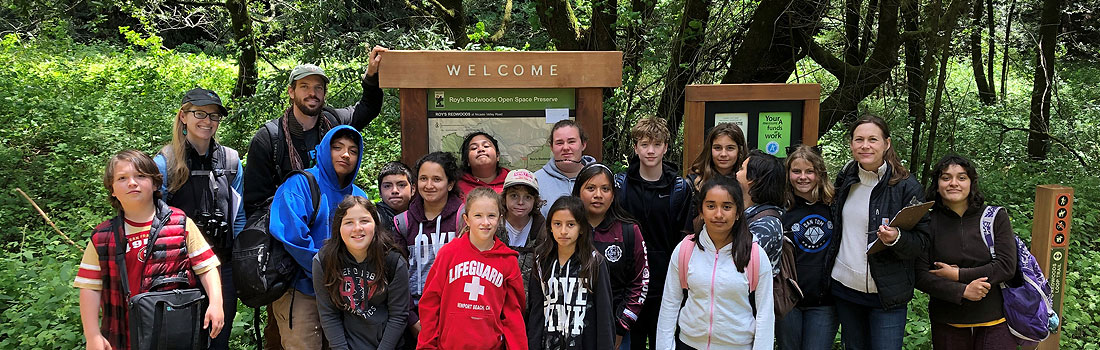 Environmental Action Committee leads a group of kids in West Marin open space