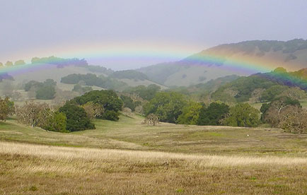 Rainbow over the hills of Mount Burdell