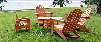 Orange Adirondack chairs at McNears Beach Park