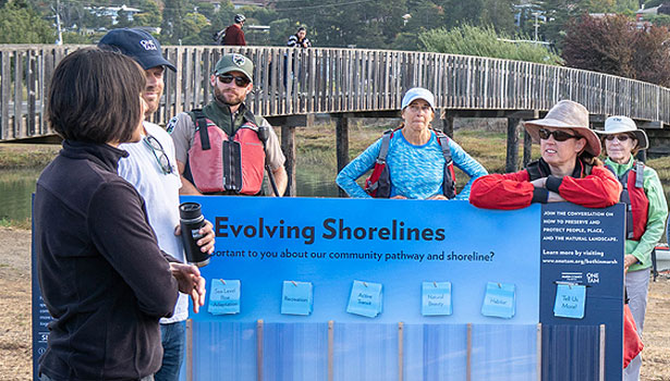 Parks project manager talks with the community on the Bothin shore