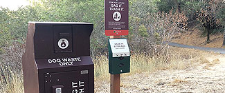 dog waste station along trail